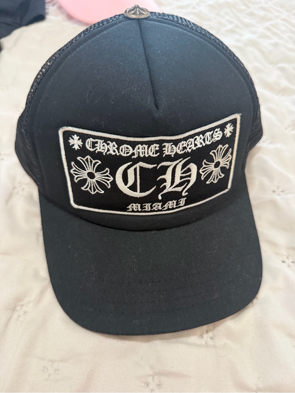 Chrome Hearts Black and White Patch Logo Trucker Hat